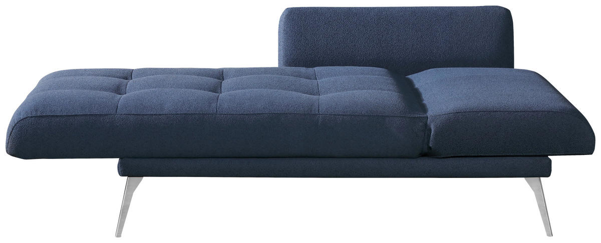 RÉCAMIERE Dunkelblau  - Chromfarben/Dunkelblau, KONVENTIONELL, Textil/Metall (200/85/106cm) - Novel