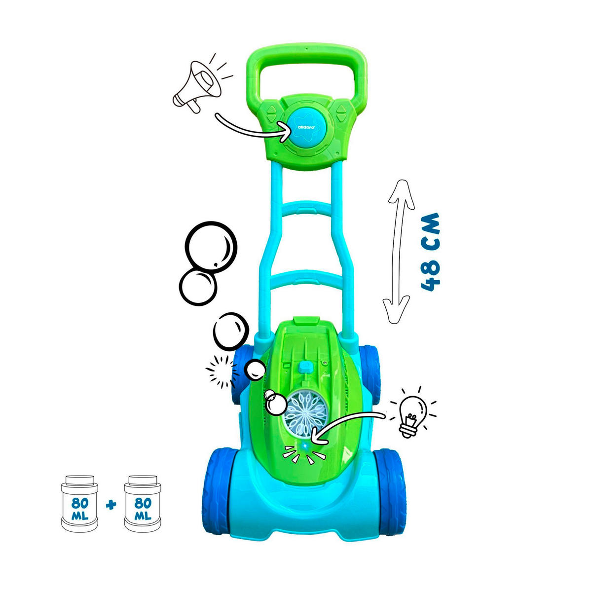 SEIFENBLASEN-KINDERRASENMÄHER Seifenblasen-Rasenmäher  - Blau/Hellgrün, Basics, Kunststoff (26,5/20,5/48cm) - alldoro