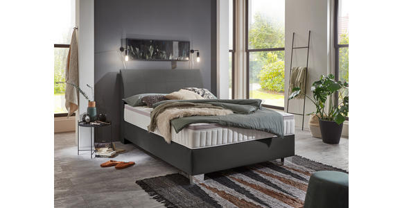 BOXSPRINGBETT 140/200 cm  in Anthrazit  - Chromfarben/Anthrazit, KONVENTIONELL, Kunststoff/Textil (140/200cm) - Hom`in