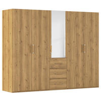 DREHTÜRENSCHRANK 251/197/60 cm,  in Eichefarben, 5 Tür(en)  - Eichefarben, Design, Glas/Holzwerkstoff (251/197/60cm) - Novel