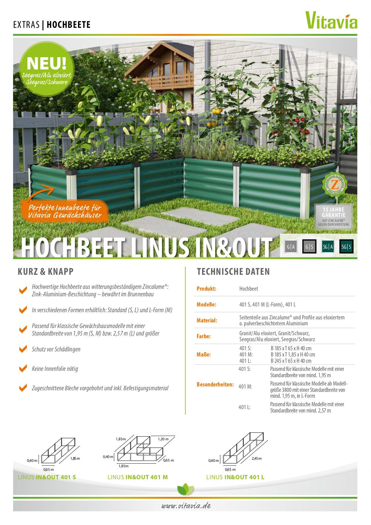 HOCHBEET 65/40,3/185 cm  - Dunkelgrün, Basics, Metall (65/40,3/185cm)