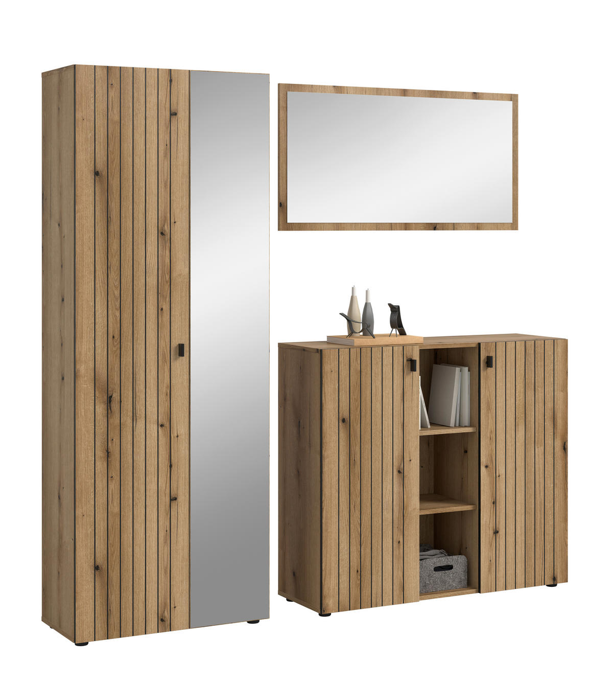 GARDEROBE 3-teilig  in 191/192/37 cm  - Eichefarben, Design, Holzwerkstoff (191/192/37cm) - MID.YOU