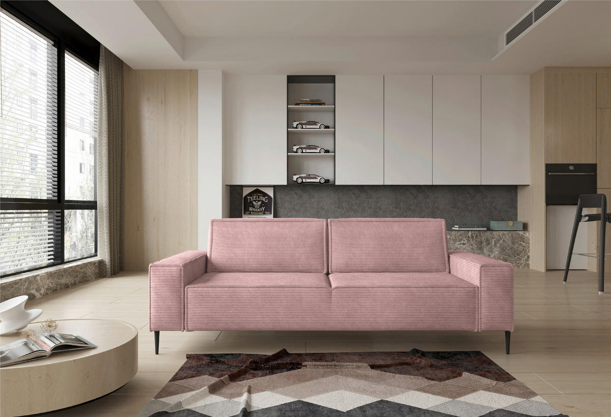 SCHLAFSOFA in Webstoff Mauve  - Mauve/Schwarz, Design, Textil/Metall (240/89/103cm) - Ti'me