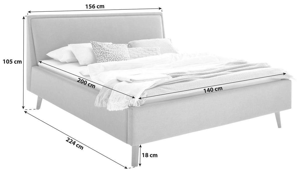 POLSTERBETT 140/200 cm  in Hellgrau  - Hellgrau/Schwarz, KONVENTIONELL, Holz/Textil (140/200cm) - Livetastic