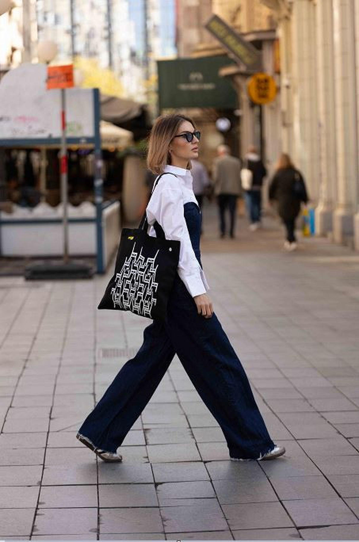 TORBA ZA KUPOVINU  crna, bijela   - bijela/crna, Basics, tekstil (38/42cm)