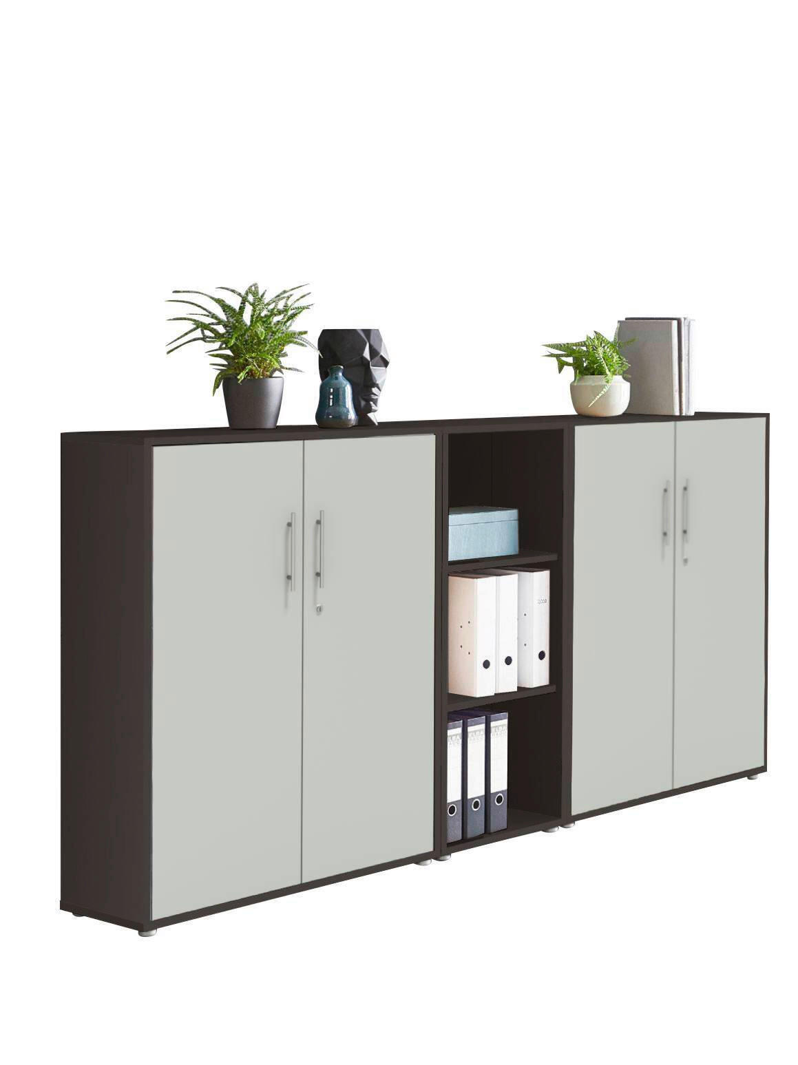 AKTENSCHRANK Anthrazit, Hellgrau  - Anthrazit/Hellgrau, MODERN, Holzwerkstoff (212,9/113,6/33cm) - MID.YOU