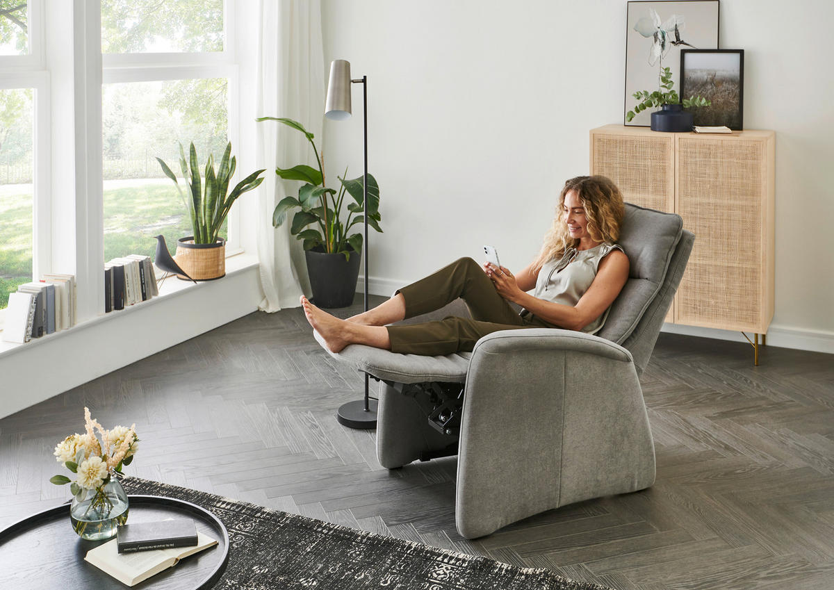 FERNSEHSESSEL in Chenille Grau  - Grau, Konventionell, Textil (79/114/87cm) - Valdera