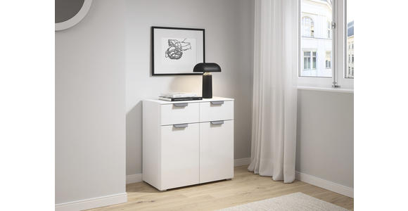 KOMMODE in 80/81/42 cm - Dunkelgrau/Weiß, Design, Glas/Holzwerkstoff (80/81/42cm) - Carryhome