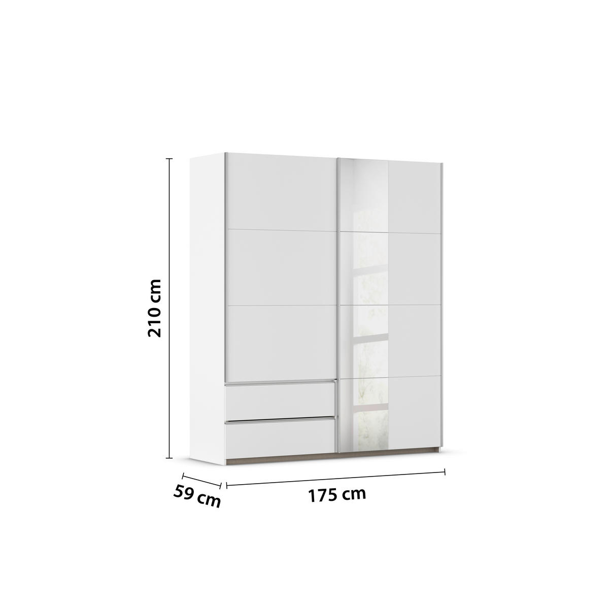 SCHWEBETÜRENSCHRANK in Weiss  - Weiss/Alufarben, Modern, Holzwerkstoff (175/210/59cm) - Rauch Möbel