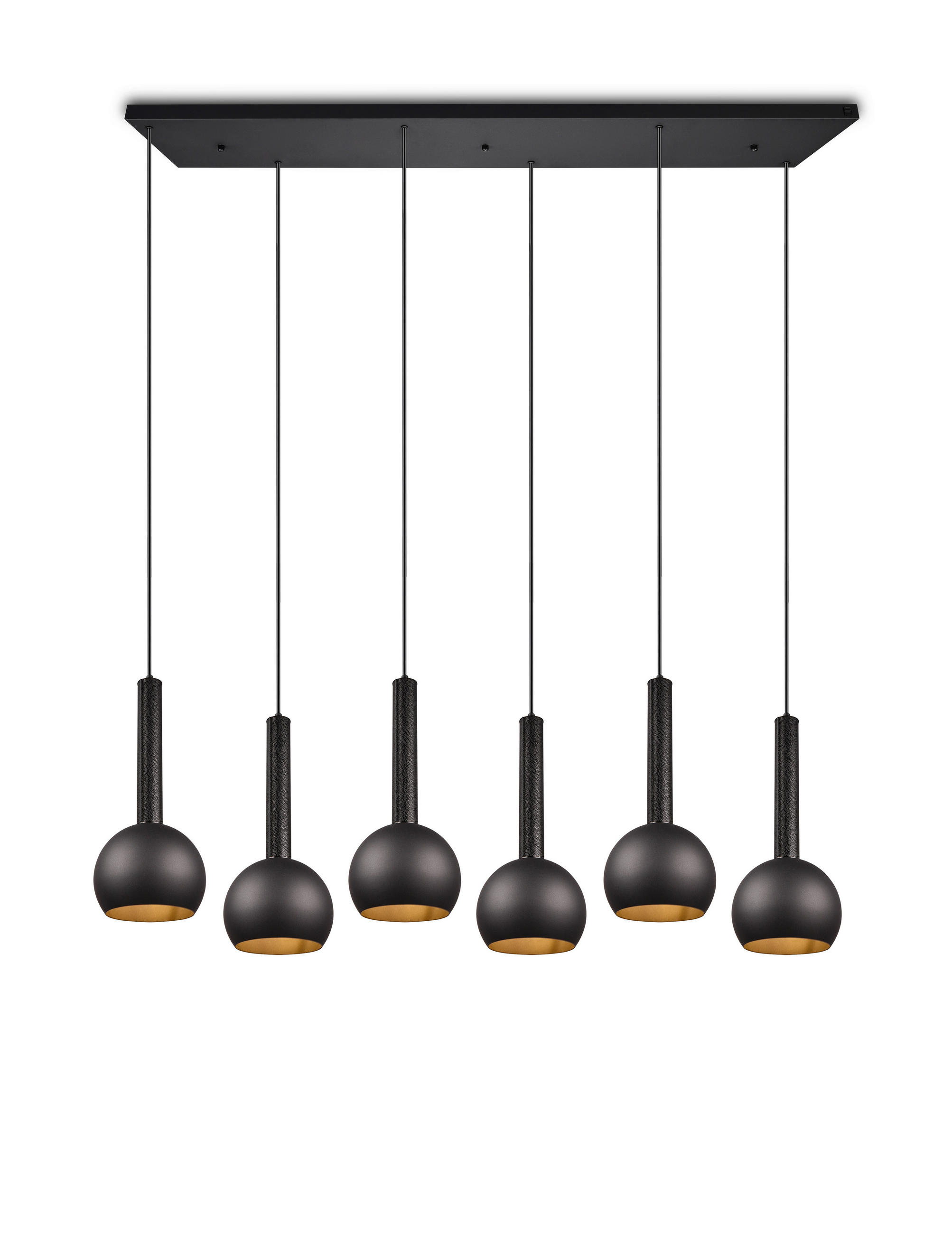 HÄNGELEUCHTE  - Schwarz, Design, Leder/Metall (153/200/38cm) - Cinque