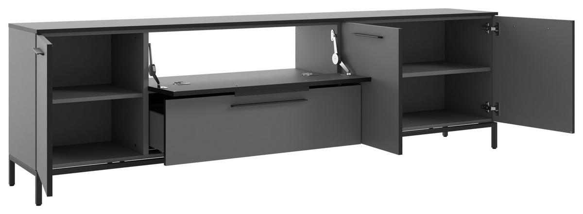 LOWBOARD Soul  in 225/66/40 cm  - Dunkelgrau/Schwarz, MODERN, Holzwerkstoff/Metall (225/66/40cm)