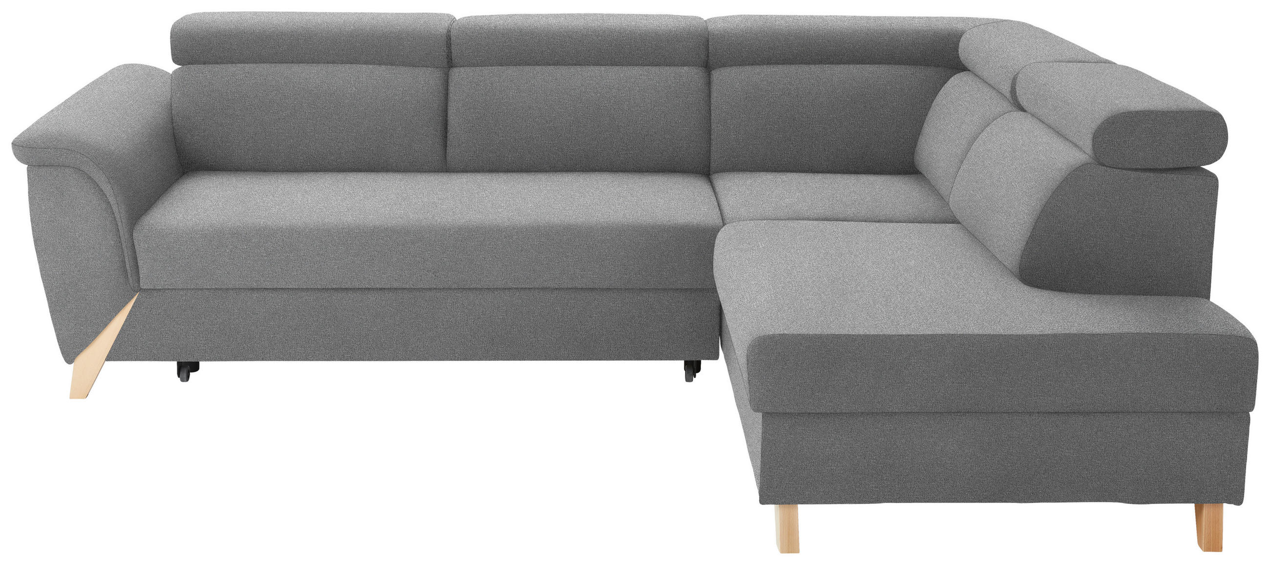 ECKSOFA  in Chenille Grau  265/200 cm  - Naturfarben/Grau, KONVENTIONELL, Holz/Textil (265/200cm) - Stylife