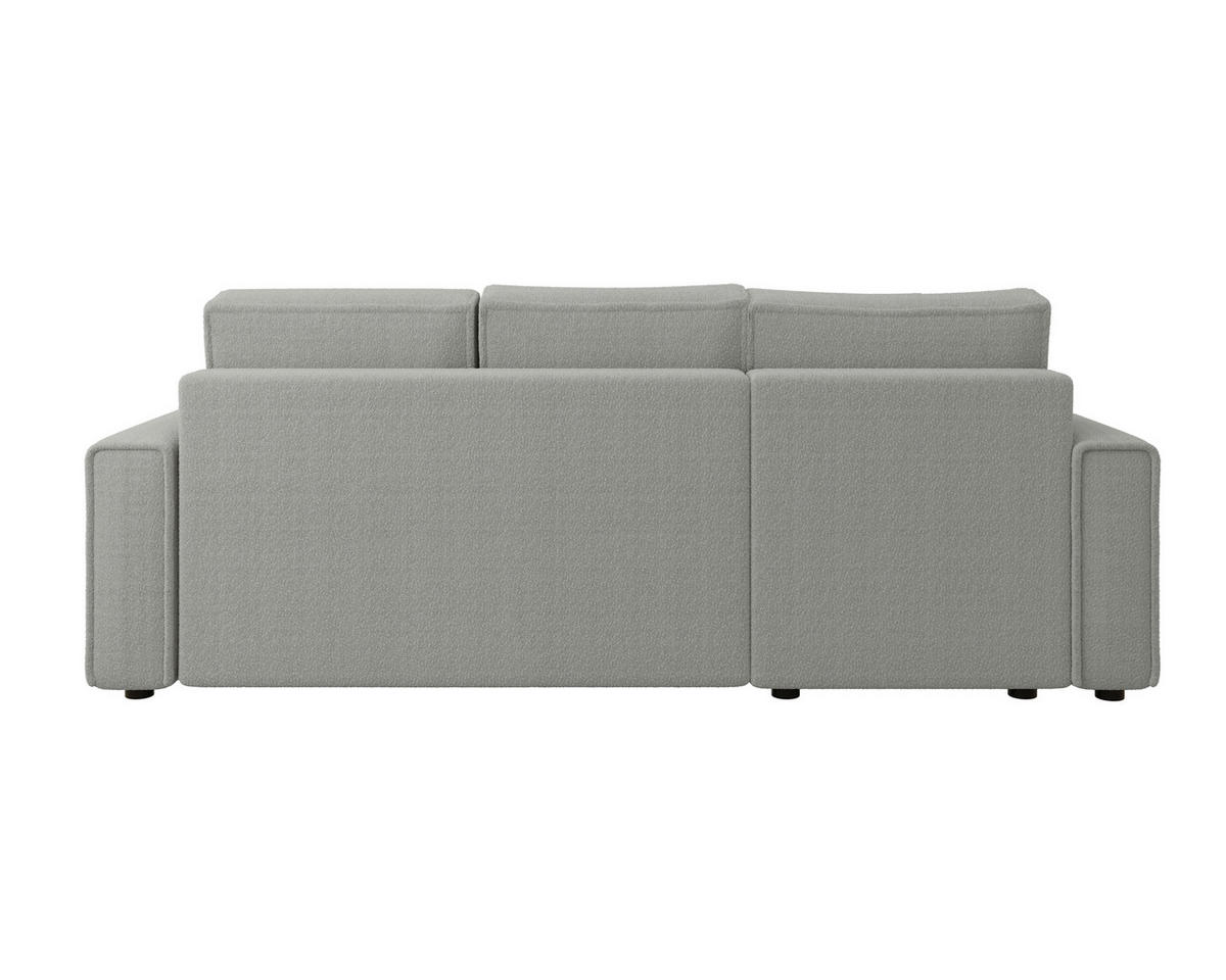 ECKSOFA Hellgrau Bouclé Zierkissen, Rückenkissen, Bettkasten, Schlaffunktion, Rücken echt, Liegefläche im Originalstoff  - Hellgrau/Schwarz, MODERN, Kunststoff/Textil (143/232cm) - Carryhome