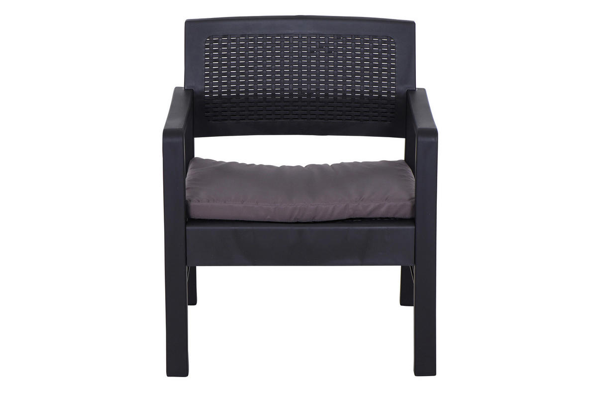 BALKONSET  3-teilig  - Anthrazit, MODERN, Kunststoff (58/74/63cm) - Gardenson