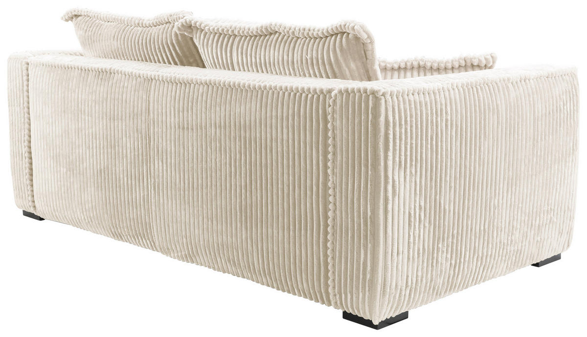 SOFA in Cord Creme  - Creme/Schwarz, Design, Holz/Textil (223/95/121cm) - MID.YOU