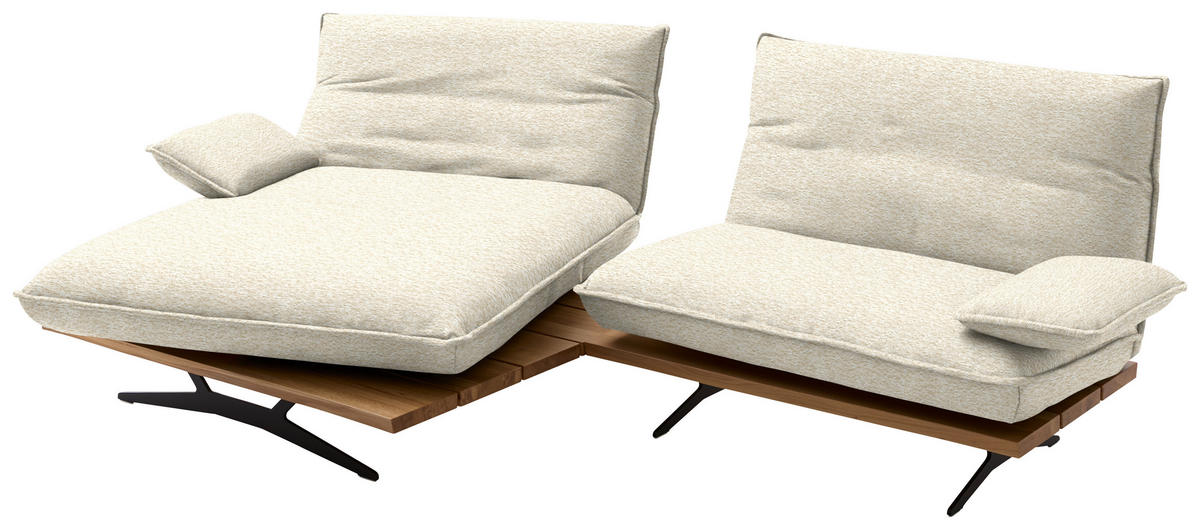 ECKSOFA Chenille, Flachgewebe Beige, Wildeiche  - Wildeiche/Beige, Design, Holz/Textil (161/284cm) - Koinor