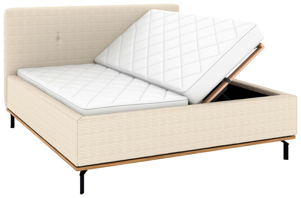 POLSTERBETT Matratze, Lattenrost, Bettkasten 180/200 cm  in Creme  - Creme/Graphitfarben, Design, Holz/Textil (180/200cm) - Musterring