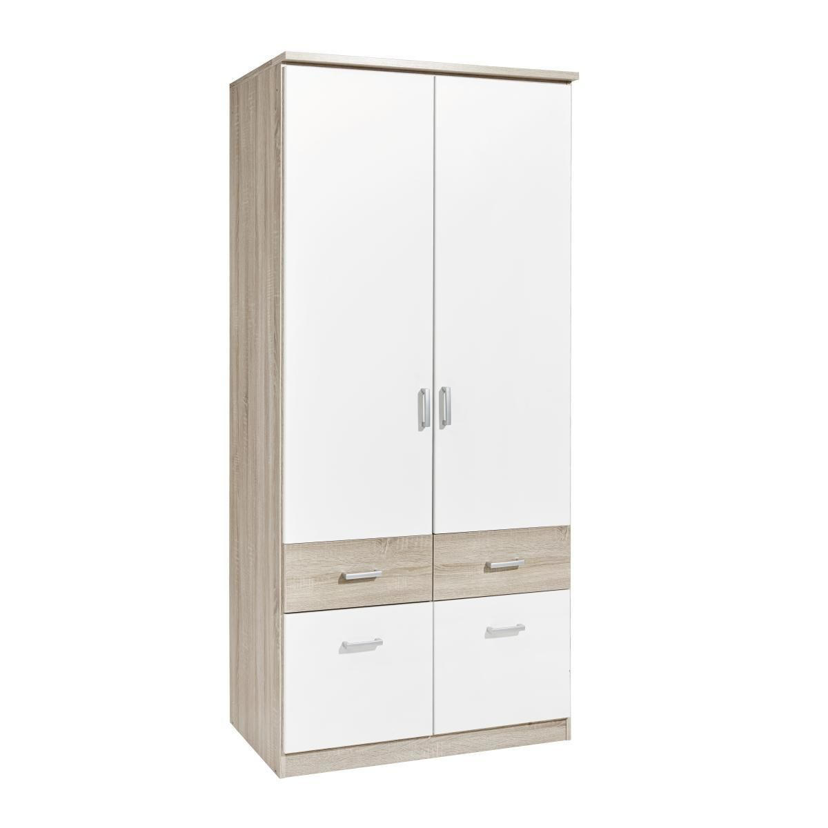 Kleiderschrank in Weiß, Sonoma Eiche