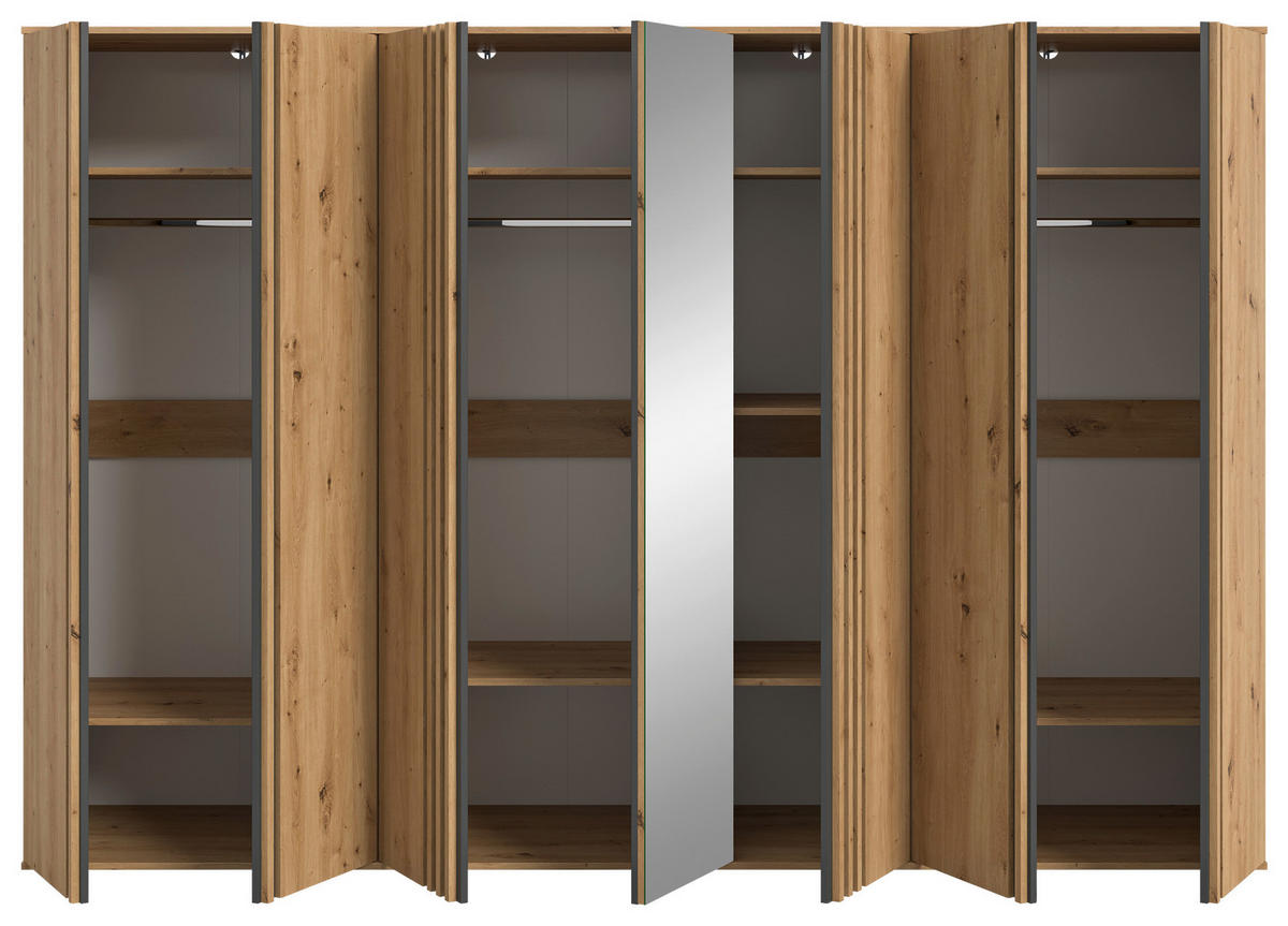 DREHTÜRENSCHRANK  in Anthrazit, Eiche Artisan  - Anthrazit/Eiche Artisan, ROMANTIK / LANDHAUS, Holzwerkstoff (280/192/56cm) - Livetastic