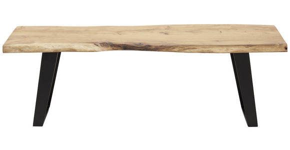 SITZBANK 140/45/40 cm Schwarz, Akaziefarben Akazie massiv  - Schwarz/Akaziefarben, Trend, Holz/Metall (140/45/40cm) - Ambia Home