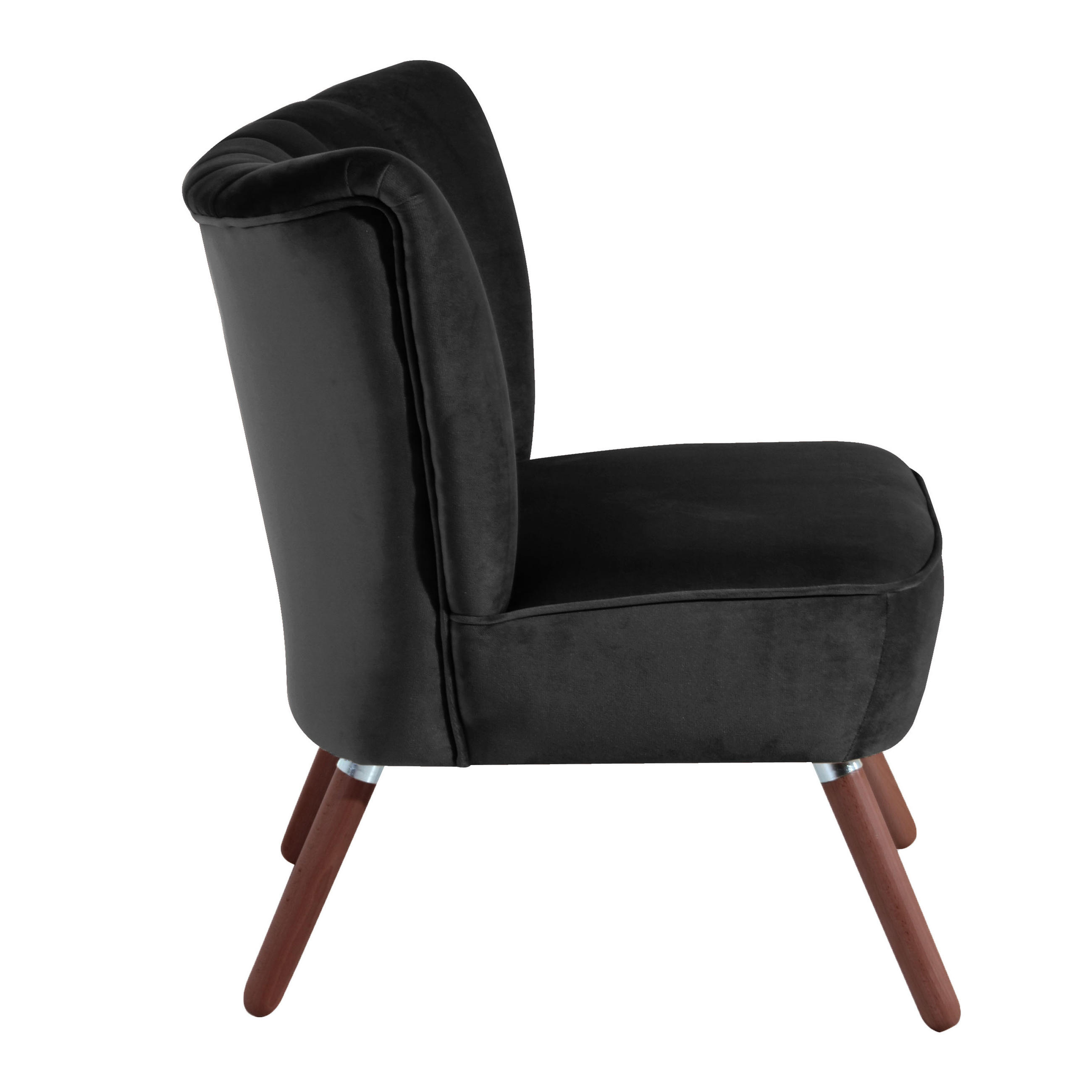 SESSEL in Samt, Velours Schwarz, Nussbaumfarben  - Nussbaumfarben/Schwarz, Design, Holz/Textil (70/80/66cm) - Max Winzer