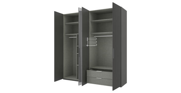 DREHTÜRENSCHRANK 200/223/62 cm 4-türig Anthrazit - Anthrazit/Schwarz, KONVENTIONELL, Glas/Holzwerkstoff (200/223/62cm) - Novel