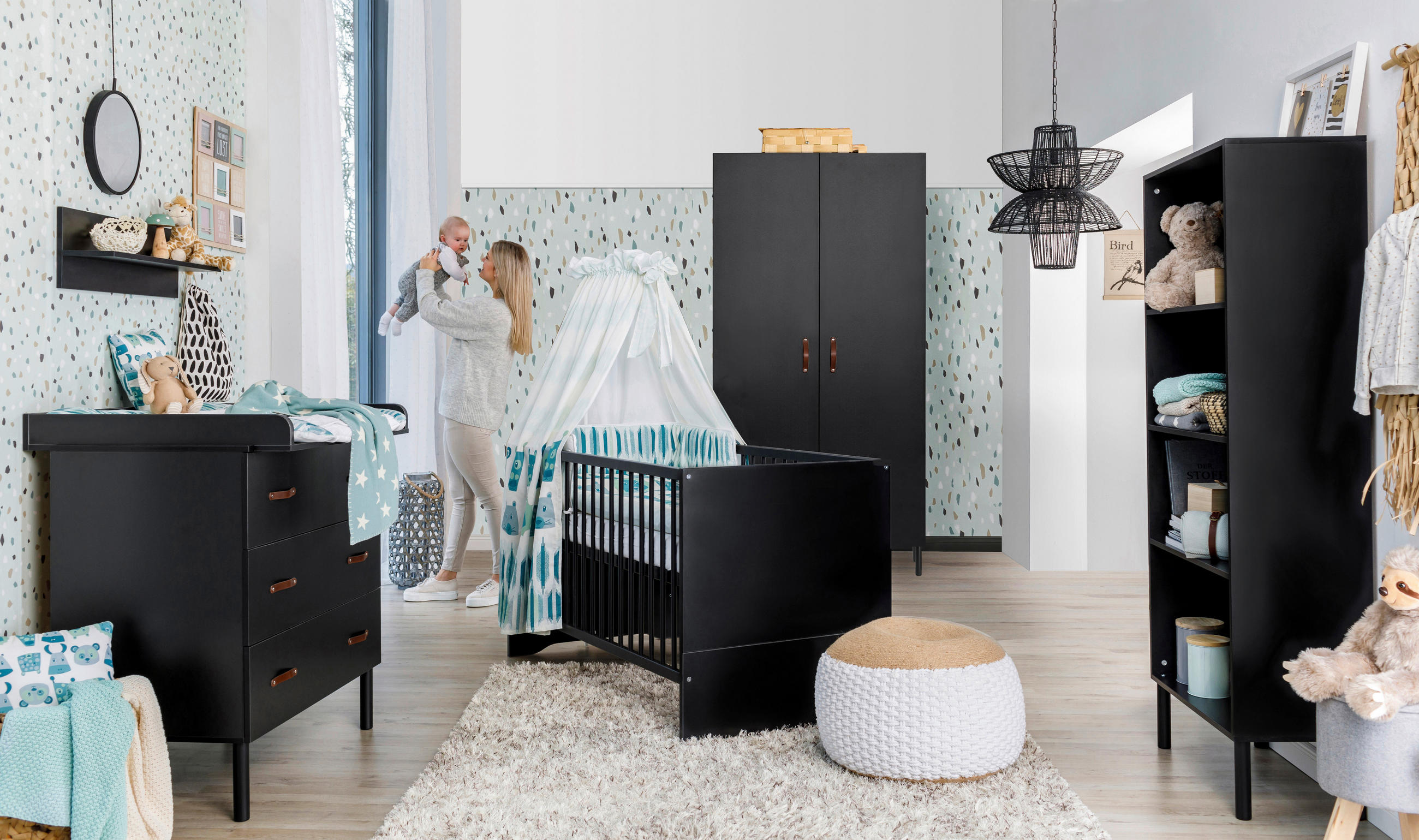 BABYZIMMER Meldody black  - Schwarz, Basics, Holz/Holzwerkstoff - Schardt