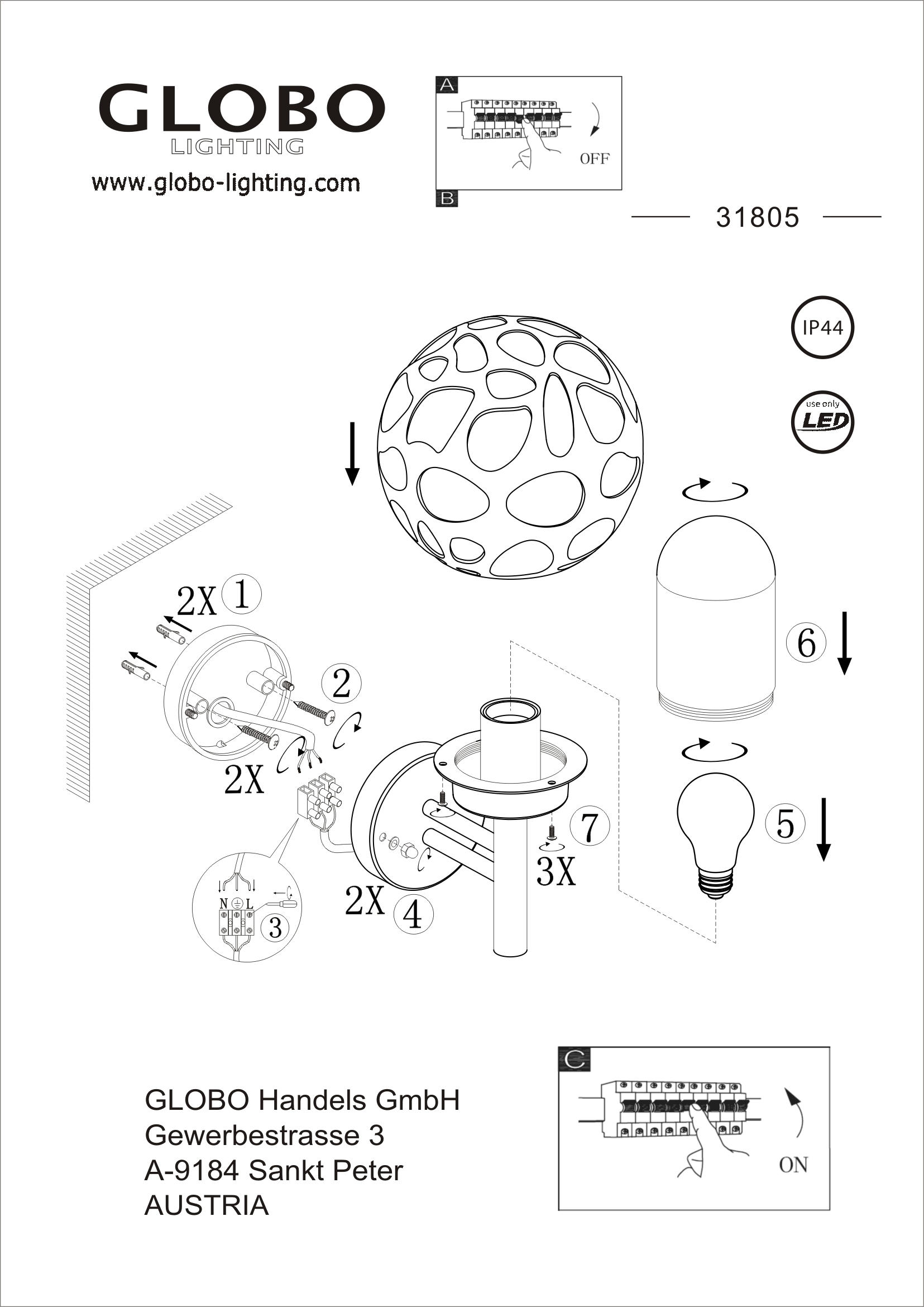AUSSENWANDLEUCHTE - Klar/Anthrazit, Design, Kunststoff/Metall (20/22,5/32,7cm) - Globo