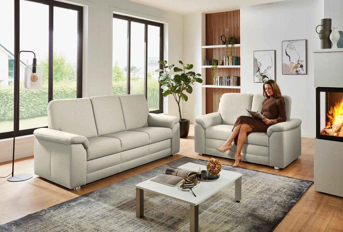 SITZGARNITUR Chenille Silberfarben  - Silberfarben/Alufarben, Konventionell, Textil/Metall (208/156/96/89cm) - Beldomo Comfort