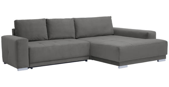 ECKSOFA in Flachgewebe Grau  - Silberfarben/Grau, Design, Holz/Textil (293/195cm) - Cantus