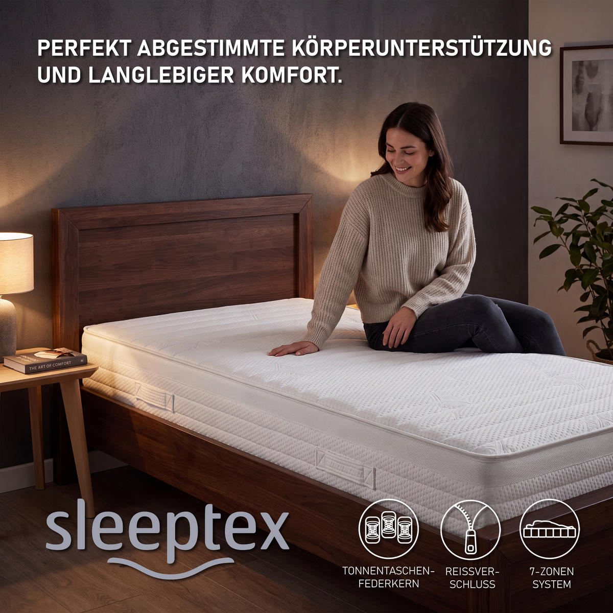 TASCHENFEDERKERNMATRATZE 100/200 cm Höhe ca. 23 cm  - Weiß, KONVENTIONELL, Textil (100/200cm) - Sleeptex