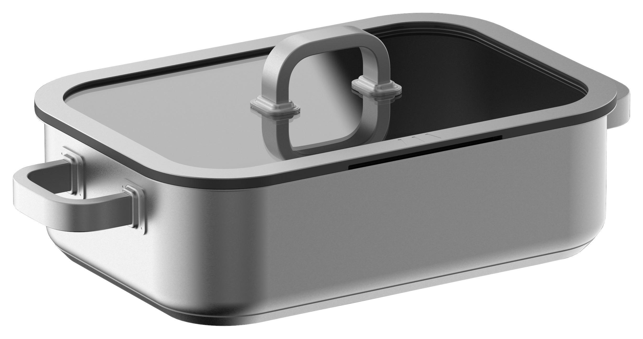 BRÄTER Bräter, hoch  - Edelstahlfarben, Basics, Glas/Metall (34,5/23,5/9,4cm) - Am Cook