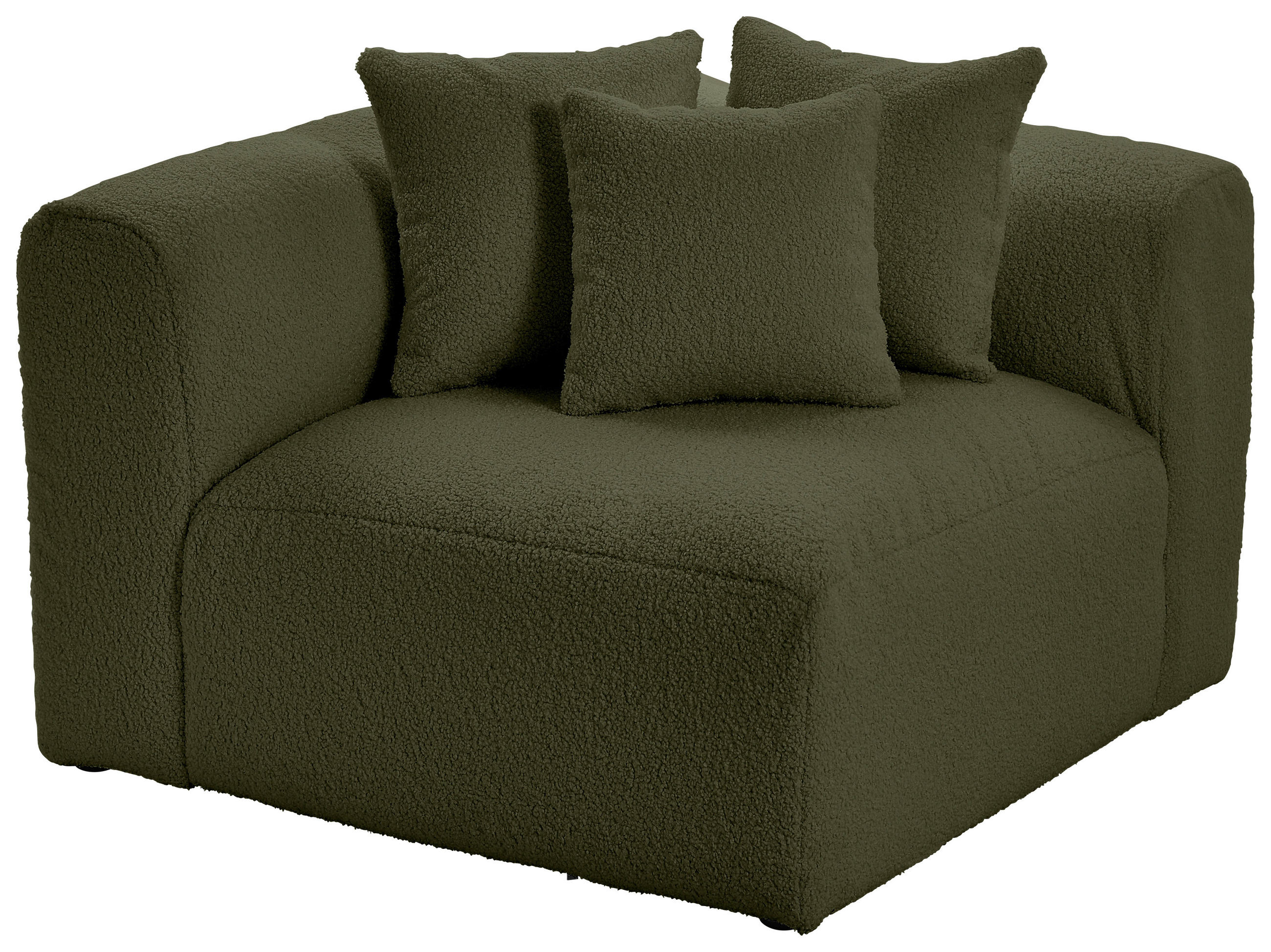 SOFAELEMENT BLOOM Flachgewebe, Teddystoff Olivgrün  - Olivgrün, Trend, Textil (115/70/115cm) - Livetastic