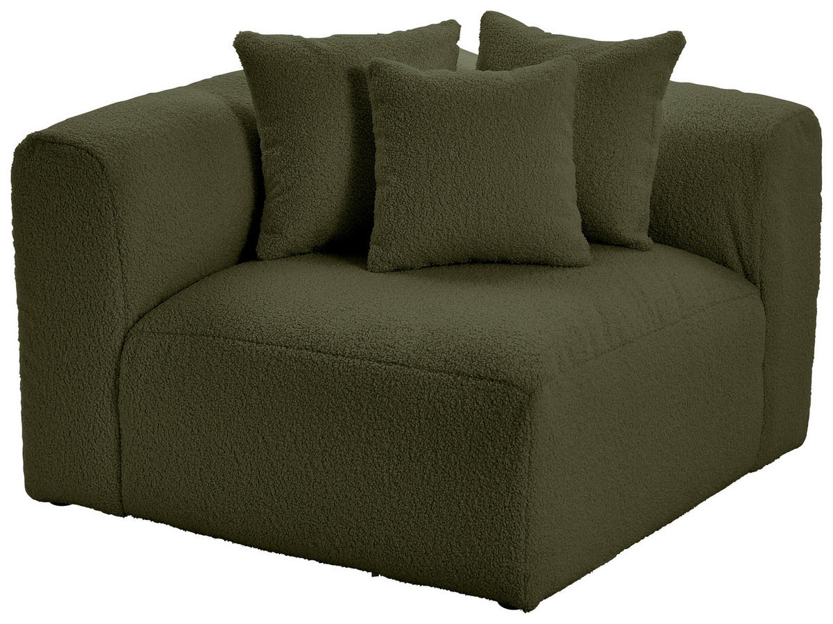SOFAELEMENT BLOOM Flachgewebe, Teddystoff Olivgrün  - Olivgrün, Trend, Textil (115/70/115cm) - Livetastic