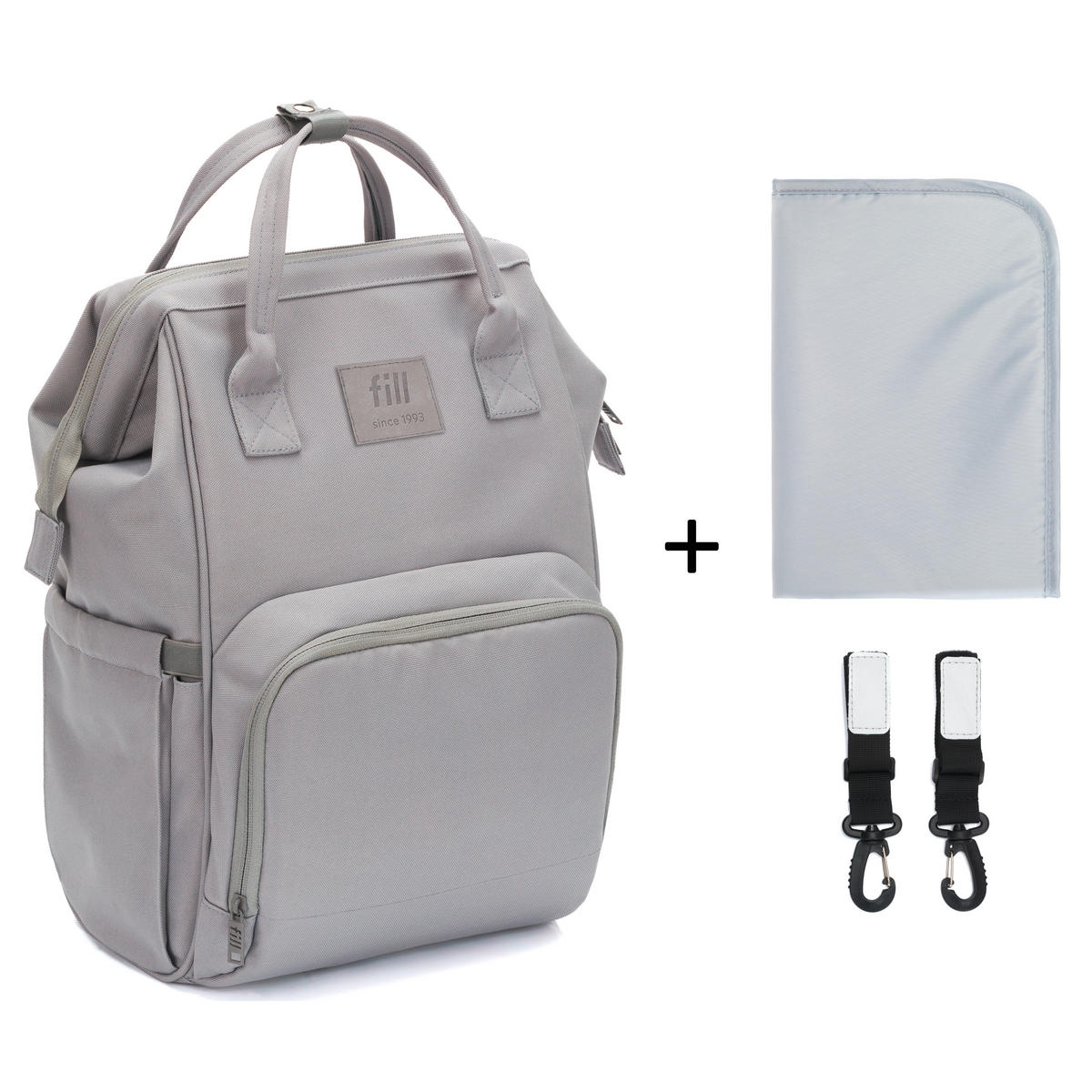 RUKSAK ZA PREVIJANJE   - siva/svijetlo siva, Basics, tekstil/plastika (27/18/42cm) - Fillikid