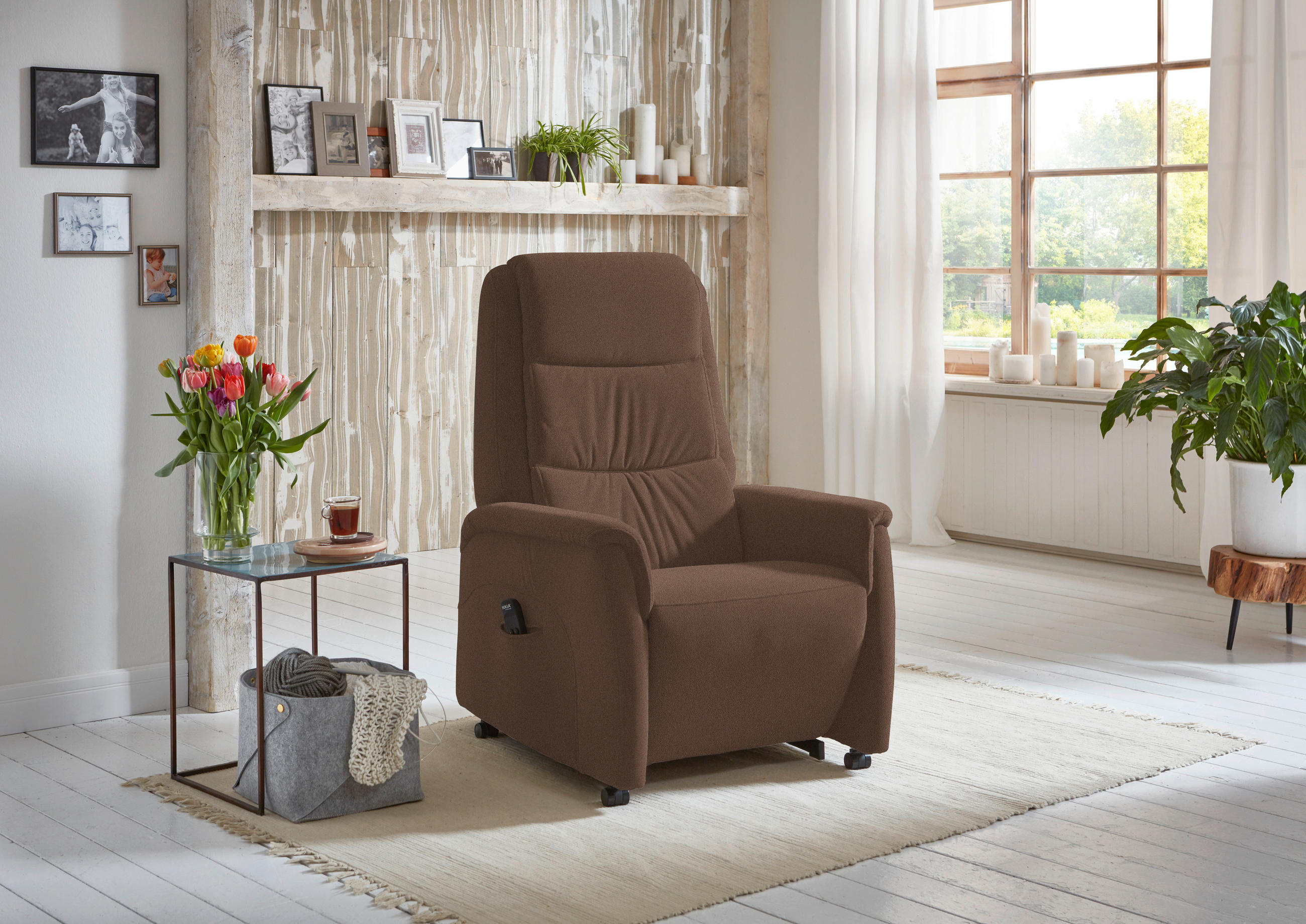 FERNSEHSESSEL Valdera  mit Relaxfunktion, Aufstehhilfe, Rücken echt Mikrofaser Braun  - Schwarz/Braun, KONVENTIONELL, Kunststoff/Textil (70/107/88cm) - Livetastic