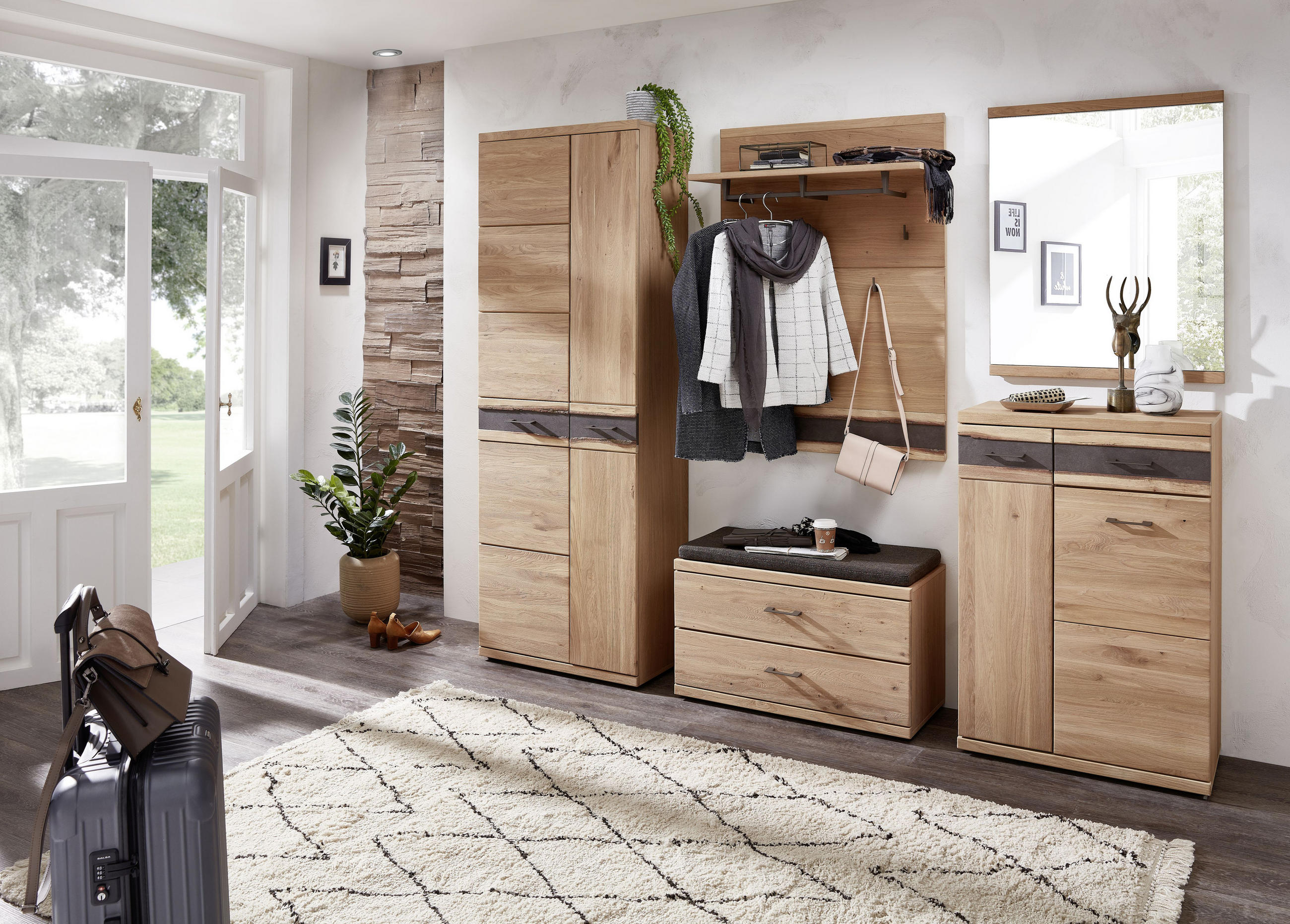 GARDEROBE Eichefarben - Eichefarben, Basics, Glas/Holz - Linea Natura