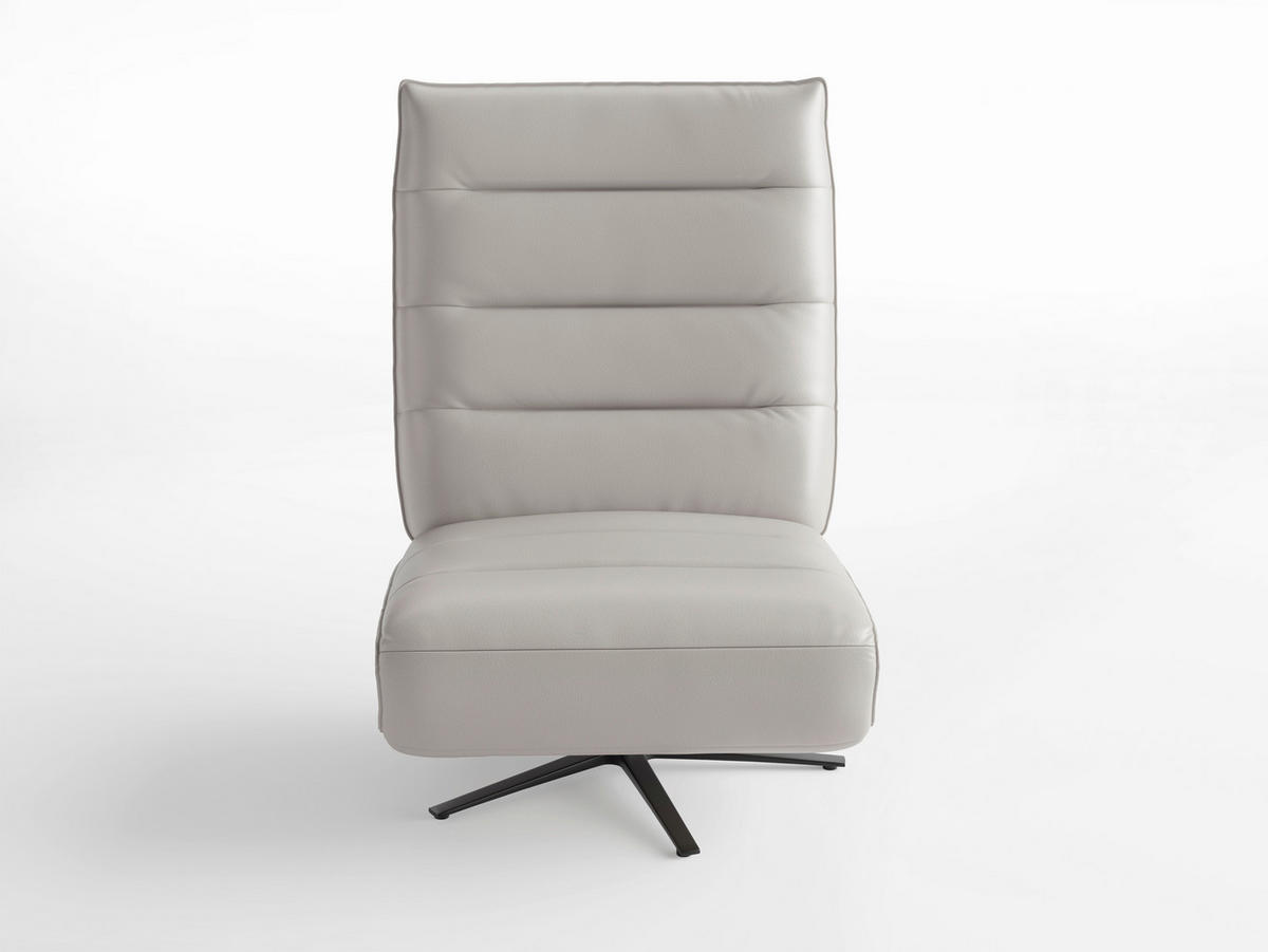 RELAXSESSEL EVE E Echtleder Kopfteilverstellung, Rücken echt    - Hellgrau/Schwarz, Basics, Leder/Metall (80/109/98cm) - Sit & More