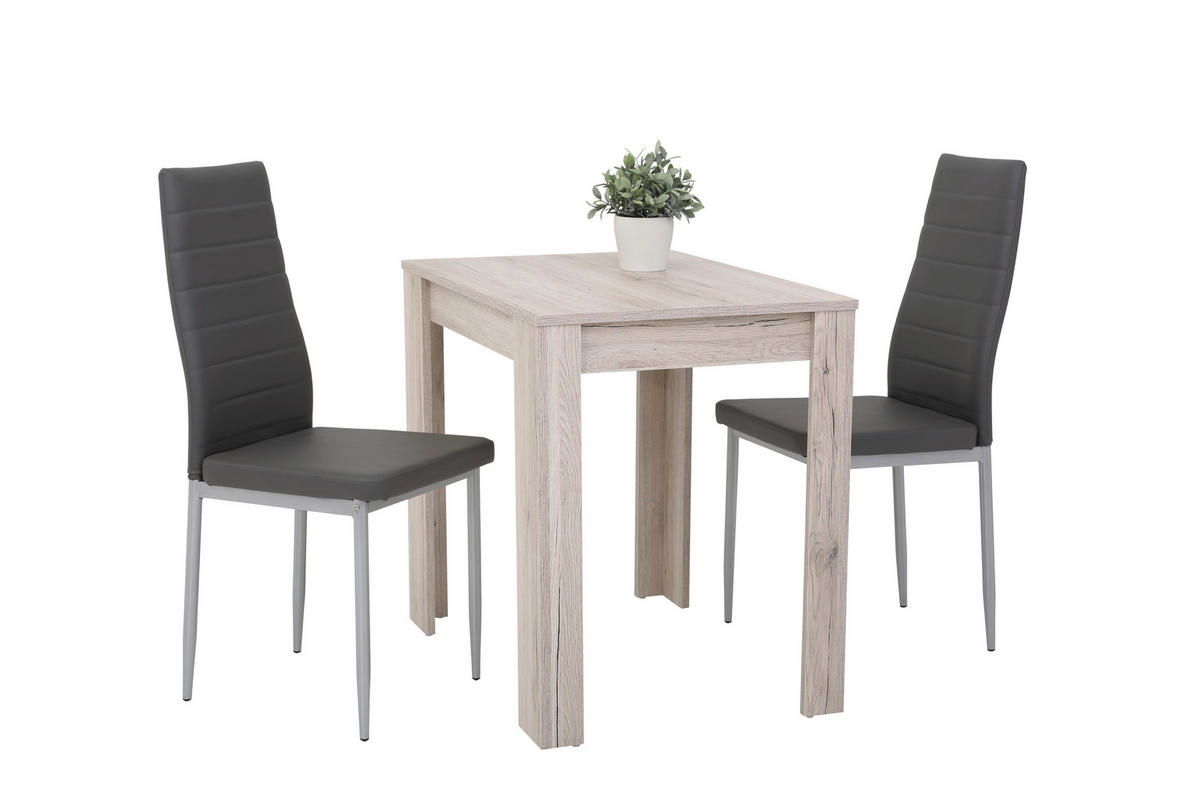 STUHL-SET 2 Stück Typenauswahl, abwischbar Lederlook  - Alufarben/Grau, MODERN, Textil/Metall (42/98/44cm) - MID.YOU