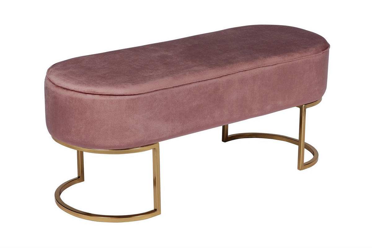 SITZBANK 105/42/40 cm Samt Altrosa Metall  - Goldfarben/Altrosa, Design, Textil/Metall (105/42/40cm) - Kayoom
