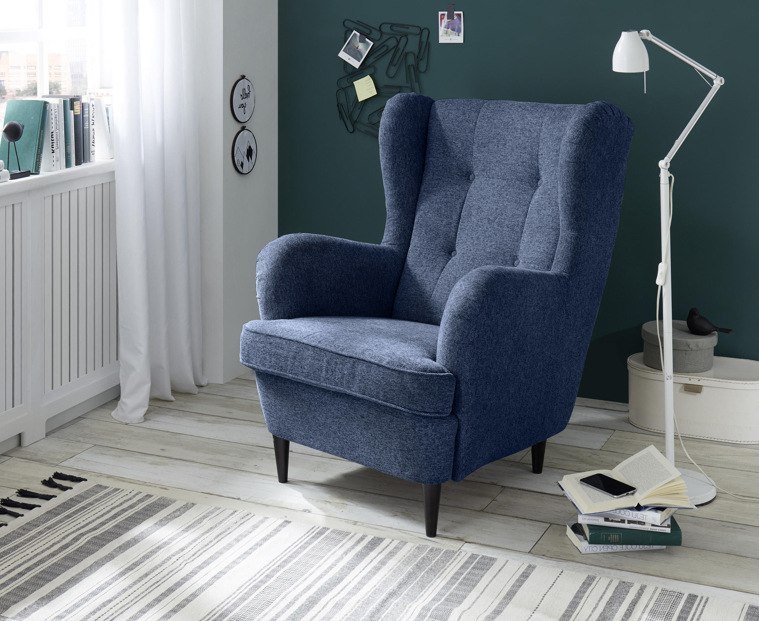 OHRENSESSEL Webstoff Dunkelblau  - Schwarz/Dunkelblau, Basics, Textil (78/102/98cm) - MID.YOU