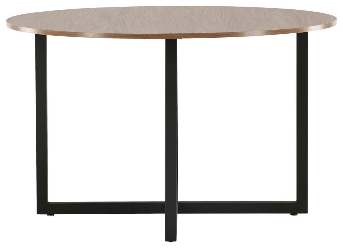 ESSTISCH in Metall, Holzwerkstoff 120/120/75 cm  - Walnussfarben/Schwarz, Design, Holzwerkstoff/Metall (120/120/75cm) - Livetastic
