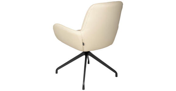 ARMLEHNSTUHL  in Aluminium, Eisen Echtleder pigmentiert  - Beige/Schwarz, Design, Leder/Metall (64/89/65cm) - Dieter Knoll
