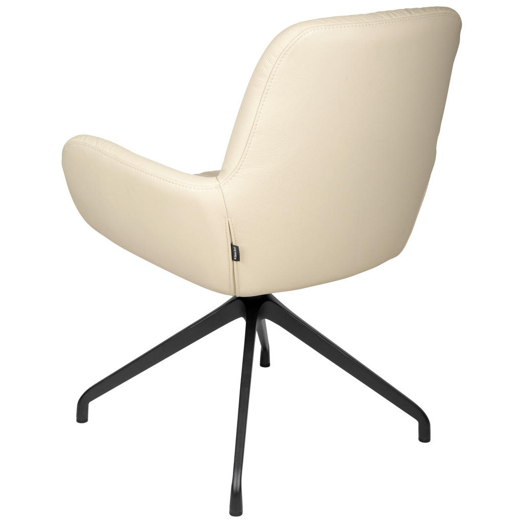 Thumbnail - Dieter Knoll Armlehnstuhl, Schwarz, Beige, Metall, Leder, Echtleder, Rindleder, Drehkreuz, 64x89x65 cm, Sitzfläche 360° ...