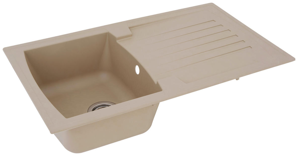 SPÜLE 1712BOSTON86X50B  - Beige, Trend, Glas/Kunststoff (86/20/50cm) - Respekta