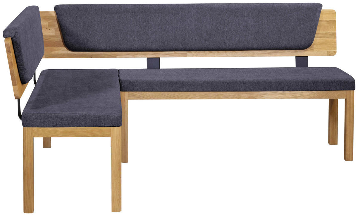 ECKBANK 171/248 cm Webstoff Blau, Eichefarben Eiche vollmassiv   - Blau/Eichefarben, KONVENTIONELL, Holz/Textil (171/248cm) - Linea Natura