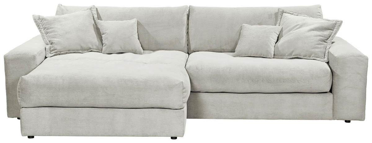 ECKSCHLAFSOFA  KAMIL Beige Cord  - Beige/Schwarz, MODERN, Kunststoff/Textil (180/297cm) - Livetastic