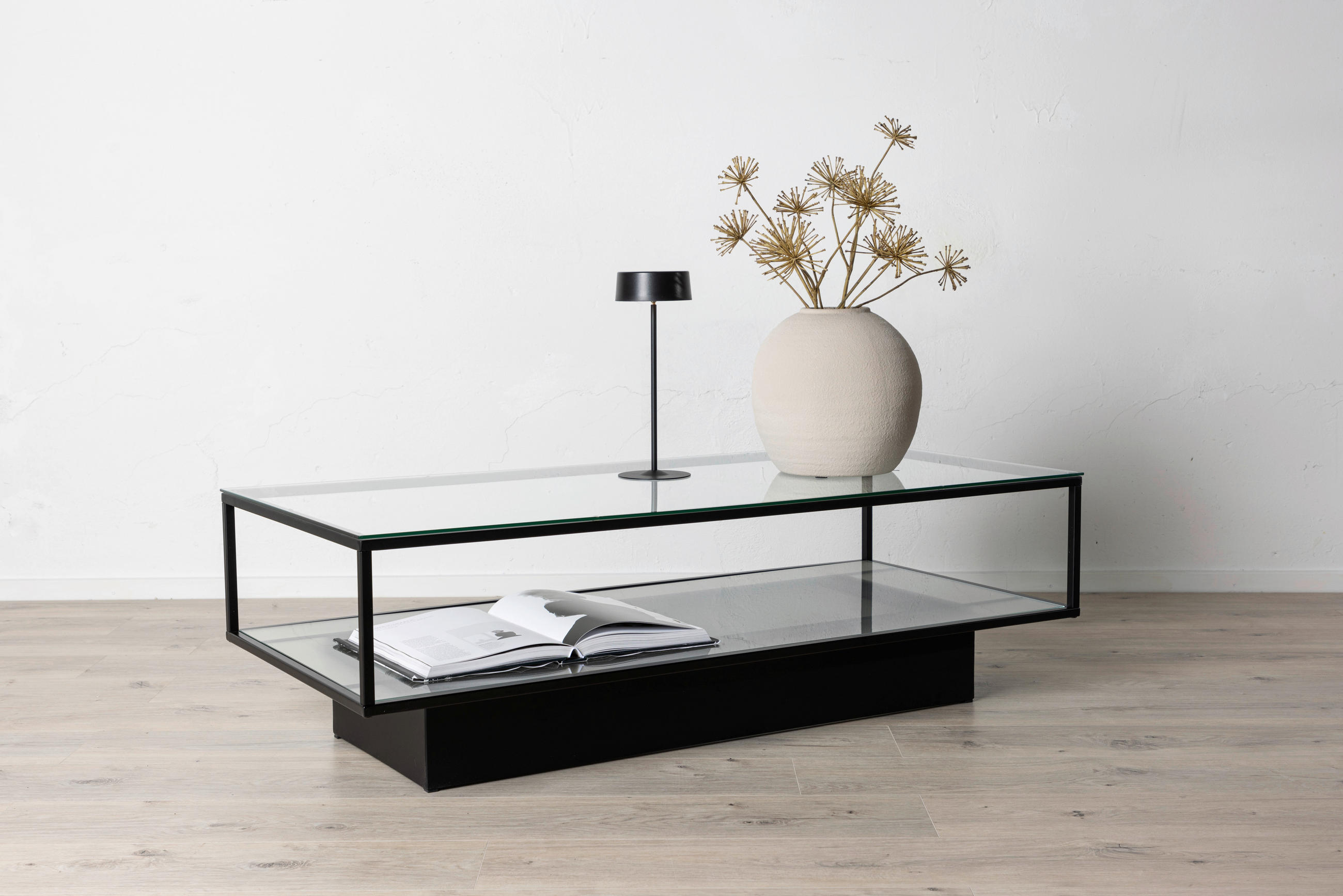 SOFFBORD i metall, glas 130/60/37,5 cm  - svart, Design, metall/glas (130/60/37,5cm) - Livetastic