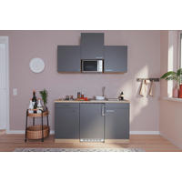 MINIKÜCHE 150 cm   Grau, Eichefarben  - Eichefarben/Grau, Basics, Holzwerkstoff (150cm) - Respekta