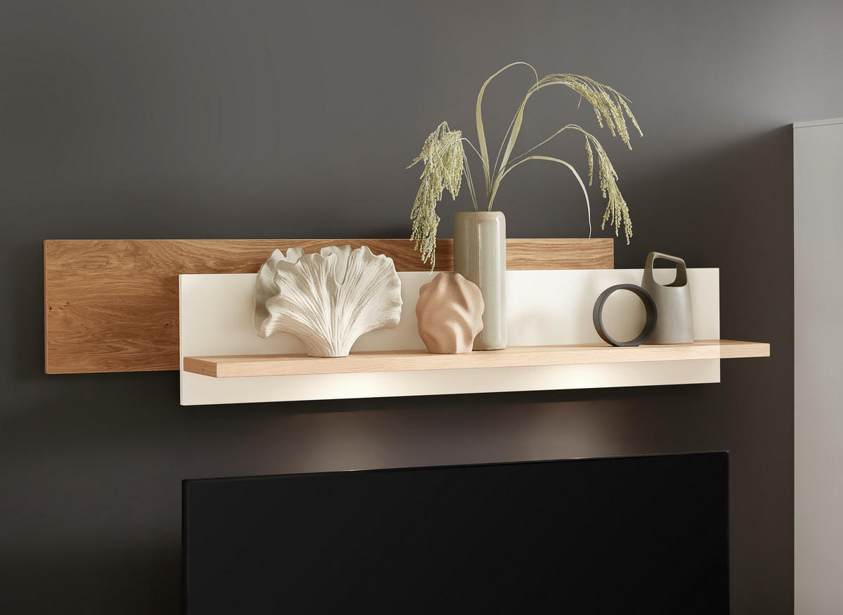 WANDBOARD Balkeneiche furniert Weiß, Eichefarben  - Eichefarben/Weiß, Design, Holz (157,5/33,6/25cm) - Dieter Knoll